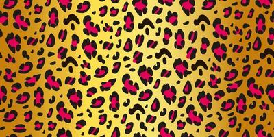Leopard texture on a golden background. Animalistic seamless pattern is suitable for printing on fabric and paper. Vector illustration.