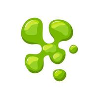 Green slime splashes. Goo blob puddle dripping mucus.Vector cartoon illustration. Isolated background. vector