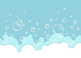 fondo de espuma de jabón. burbujas de jabón líquido, borde de espuma. ilustración de dibujos animados vectoriales. vector