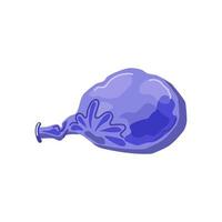 Blue deflated balloon. Holiday attributes. Vector cartoon illustration on a white isolated background