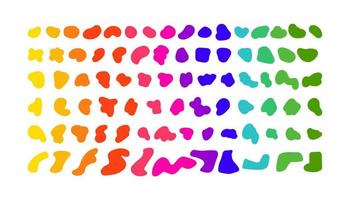 Rainbow random shapes set. Organic abstract splodge elements monochrome collection. Vector illustration