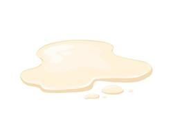 Spilling mayonnaise, sauce.  Puddle of beige liquid. Vector cartoon illustration on a white background