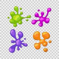 Bright multicolored slimes. Viscous shiny puddles. Vector cartoon illustration.