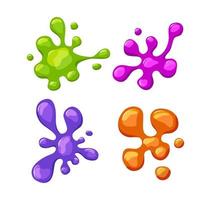 Splashes of shiny slime. Multicolored slime sparkles set. Toys for children. Vector cartoon illustration.
