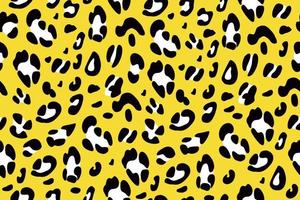 Leopard yellow and black seamless pattern. Animalistic print. Vector hand-drawn background