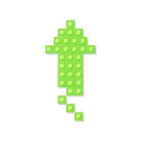 Green arrow block plastic toy. Symbol of growth. Icon. It can be used for websites and games. Vector cartoon illustration.