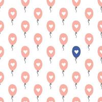 Pink balloons with a heart seamless pattern. Minimalistic pattern for Valentine day. Vector background for printing and decoration