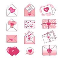 Set of love letters and Valentines on a white background. Valentine's day. Vector. vector