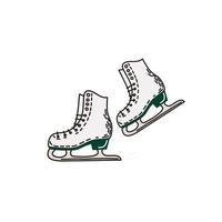 Ice figure skates in the doodle style. Winter sports. Vector hand-drawn illustration.