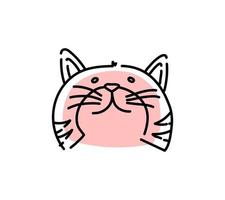 Cute cat face. Vector illustration of the outline