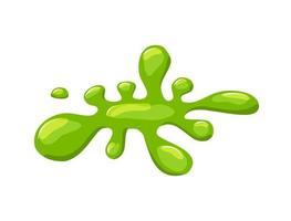 Green slime splashes. Goo blob puddle dripping mucus.Vector cartoon illustration. Isolated background. vector