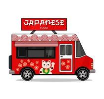 Japanese food truck on a white isolated background. Modern delicious commercial food truck vehicle.Vector illustration vector