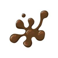 Spilling hot chocolate or coffee. Brown puddle splashed. Vector cartoon illustration white isolated background