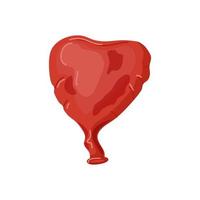 Deflated balloon. Red heart. Elements of festive decor. Vector cartoon illustration.