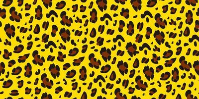 Leopard print on a yellow background. Seamless animalistic pattern.Vector hand-drawn background. vector