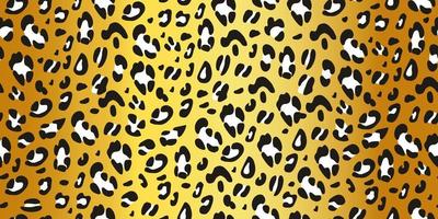 Leopard texture on a golden background. Animalistic seamless pattern. Vector hand-drawn illustration