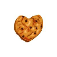 galletas mordidas con chispas de chocolate. corazón de galleta ilustración de dibujos animados de vectores