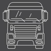 Cargo cabin truck front view.Icon for delivery services.Linear art vector outline.Design element for websites.