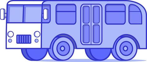 Bus icon.Small bus.Flat vector blue line art.Element for design of a game or the mobile application on delivery.Isolated on a white background.Vehicle front view.  Vehicle side view.