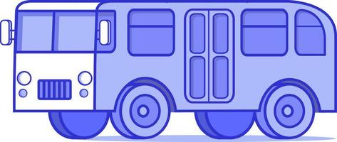 Bus icon.Small bus.Flat vector blue line art.Element for design of a game or the mobile application on delivery.Isolated on a white background.Vehicle front view.  Vehicle side view.