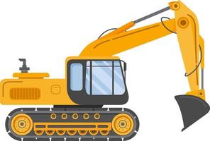 Construction track bulldozer backhoe dipper.Hydraulic excavators.Construction machine.Manufacturing Equipment. Industrial vehicle.Isolated on white.Side view.Flat vector. vector