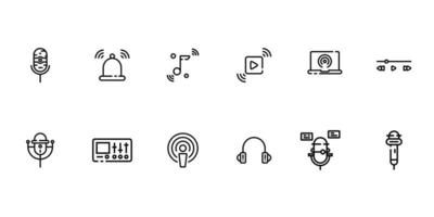 Podcast icon set. Podcast outline icon. Vector illustration.