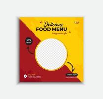 Delicious food menu social media post and food web banner template layout vector