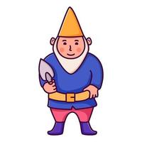 Garden gnome with a scoop.Isolated on white background.Vector flat illustration. vector