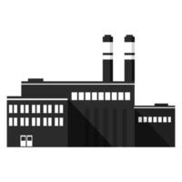 icono de silueta negra de fábrica industrial.estilo plano un vector.aislado en un fondo blanco.fachada de fábrica con tuberías. vector