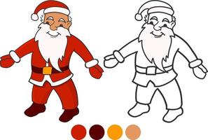 personaje santa claus con una cara linda. libro para colorear para niños. esbozado doodle.vector plano.aislado sobre un fondo blanco. vector