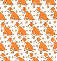 Seamless pattern with little dog. Home pet. Cute puppy.Conception of animal print for printing on fabric and wrapping paper. Flat vector illustration.
