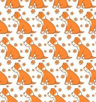 Seamless pattern with little dog. Home pet. Cute puppy.Conception of animal print for printing on fabric and wrapping paper. Flat vector illustration.