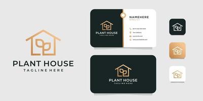 logotipo de casa esencial elegante de lujo con plantilla de vector de diseño de tarjeta de visita
