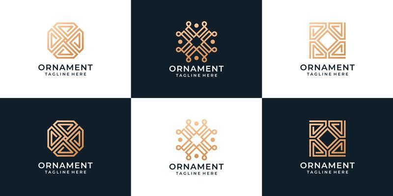 Golden minimalist ornament logo vector design collection