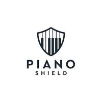 inspiración de vector de logotipo de escudo de piano