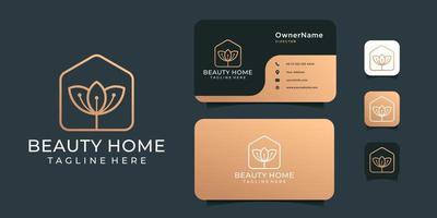 spa belleza hogar oro logo diseño vector conjunto