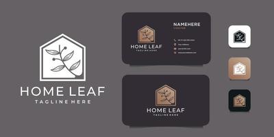 Home leaf negative beauty real estate logo design vector concept