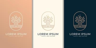 Luxury monogram modern tree leaf logo design with business card vector template