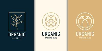 Organic feminine and modern tree template logo set vector