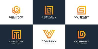 Collection of abstract monogram gradient logo design set inspiration vector