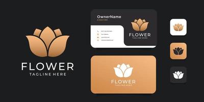 oro belleza lujo flor naturaleza logotipo diseño vector conjunto para marca