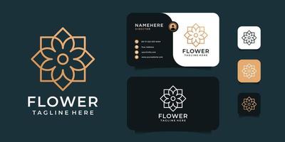 Luxury line flower logo design vector template concept