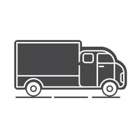 Fast delivery truck icon. Car cargo line art. Vector outline.Isolated on a white background.lorry vehicle side view.