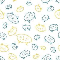 Hand drawn cats faces seamless pattern, great design for any purposes. vector