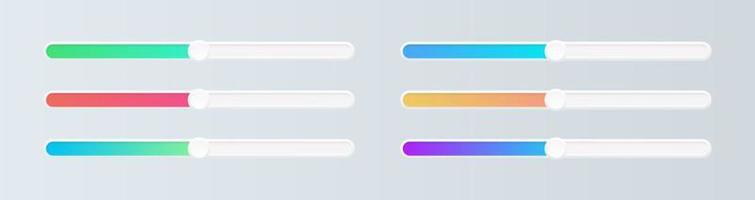 Sliders set. Gradient user interface elements. Switches for web pages, mobile applications. Vector illustration.