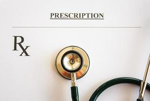 Blank medical prescription with stethoscope photo