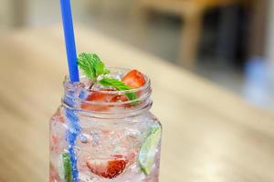 Iced Drink With Strawberry And Lemon photo