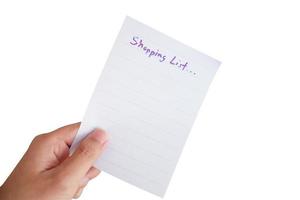 hand hold shopping list paper photo