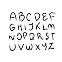 Hand drawn alphabet in doodle style. Great design for any purposes. Isolated vector typeset.