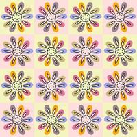 Groovy rainbow daisy retro seamless pattern in 1970s style. vector